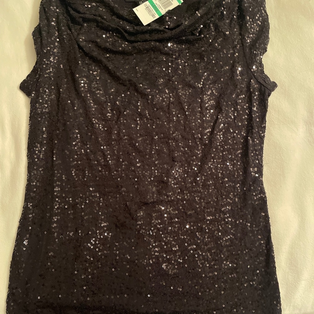 Capped sleeve sequined tank